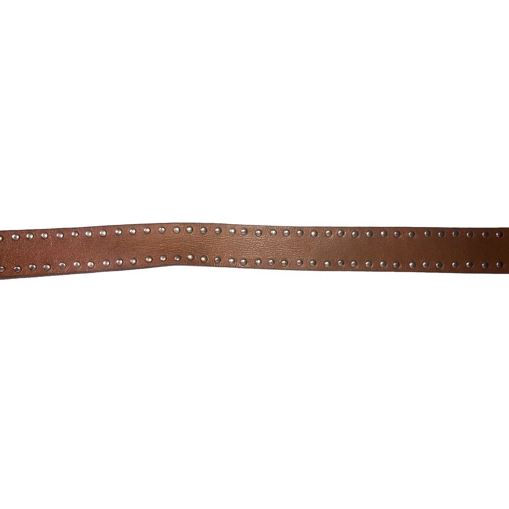 Vtg Y2K Calvin Klein Jeans Studded Brown Leather‎ Belt 33-37